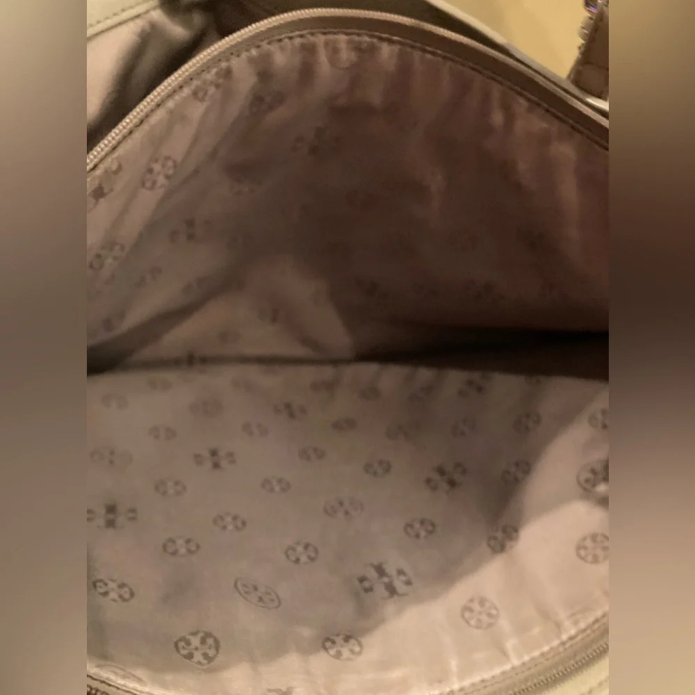 Tory Burch York Buckle Tote Taupe Grey Heron Purse Laptop‎ handbag